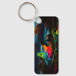 Neon Spöken i ett hårt Fantasy liggande Nyckelring