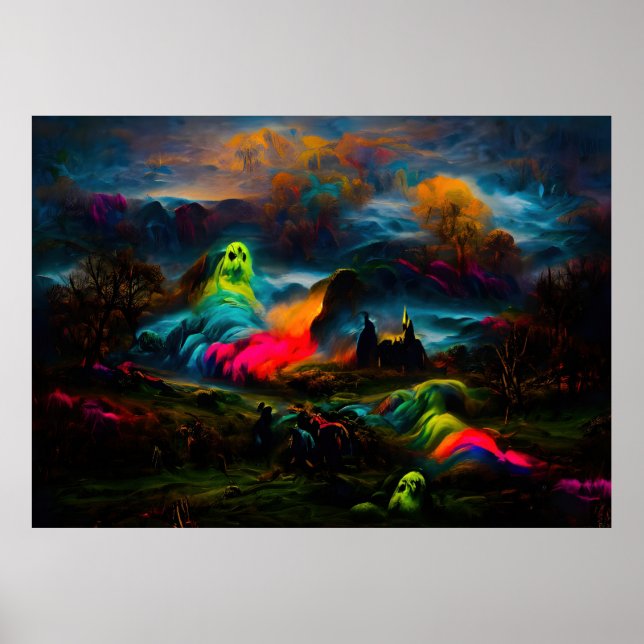 Neon Spöken i ett hårt Fantasy liggande Poster (Framsidan)