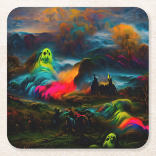Neon Spöken i ett hårt Fantasy liggande Underlägg Papper Kvadrat