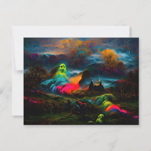 Neon Spöken i ett hårt Fantasy liggande Vykort