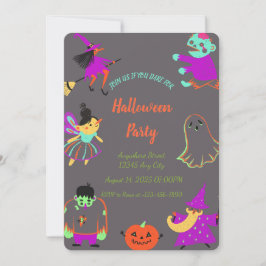 Neon Spooky Halloween fest-inbjudan Inbjudningar