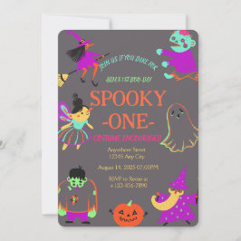Neon Spooky One-födelsedagsinbjudan Inbjudningar