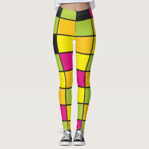 Neon Squares Mönster Colorful Leggings