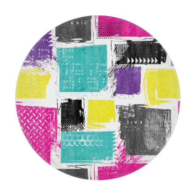Neon Squares Retro Abstrakt Mönster (Framsidan)
