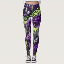 Neon stammesslime Y2K Sömlöst Mönster Leggings