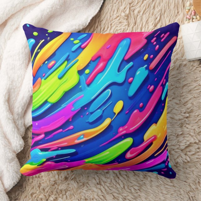 Neon Stänk Abstrakt Art Magic Kudde (Filt)