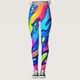 Neon Stänk Abstrakt Art Magic Leggings