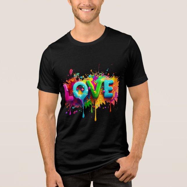 Neon Stänk Kärlek Graffiti T-shirt (Framsida)