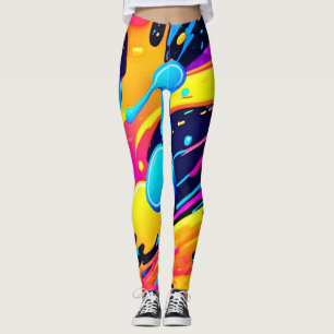 Neon stänk målning konst leggings