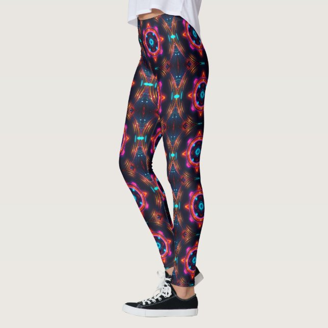 Neon Starburst Kaleidoscope Leggings (Vänster)