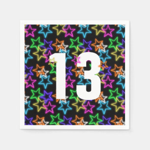 Neon Stars på svart 13:e födelsedag Pappersservett