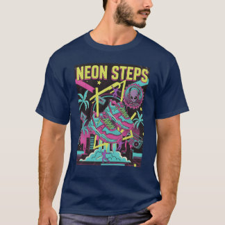 Neon Steps Retro Athletic retro T Shirt