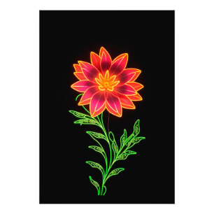 Neon Stiliserad Blomma Fototryck