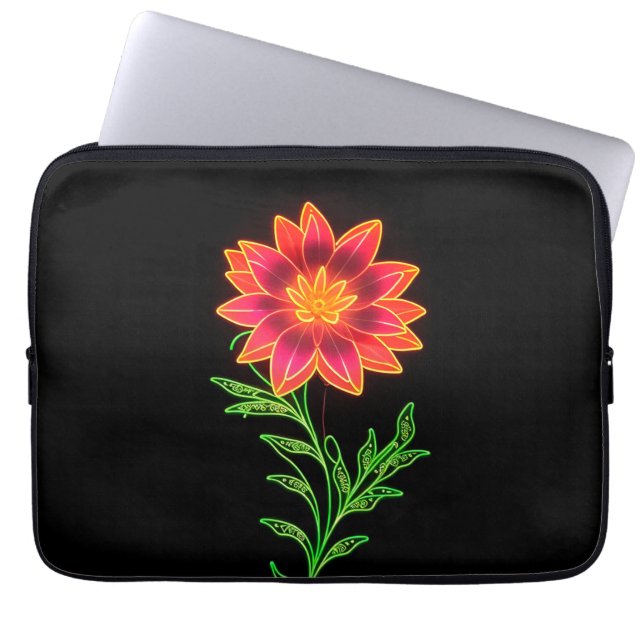 Neon Stiliserad Blomma Laptop Fodral (Framsidan)