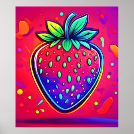 Neon Strawberry Pop Poster