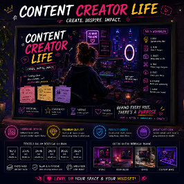Neon Studio Arbetsplats Väggkonst för YouTubers
