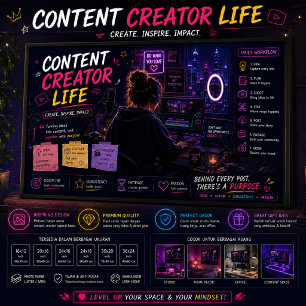 Neon Studio Arbetsplats Väggkonst för YouTubers