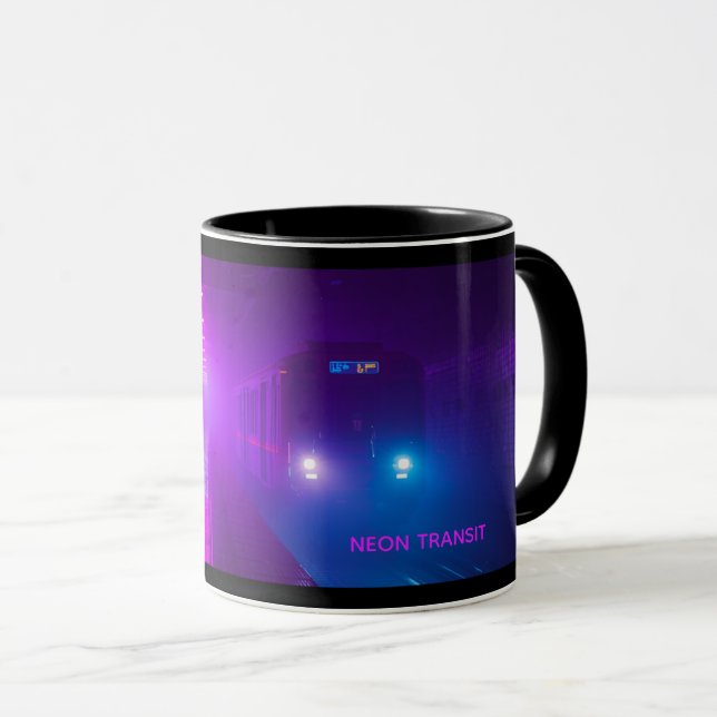 Neon Subway Vaporwave Mugg – Retro Cyberpunk Kaffe (Framsida höger)