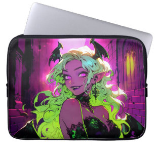 Neon Succubus Demon Anime Girl Laptop Fodral