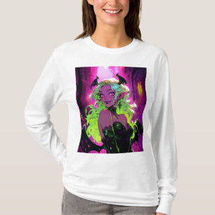 Neon Succubus Demon Anime Girl T Shirt