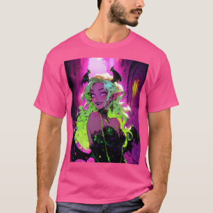 Neon Succubus Demon Anime Girl T Shirt