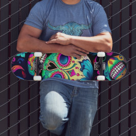 Neon Sugar Skull Mini Skateboard Bräda 18,5 Cm