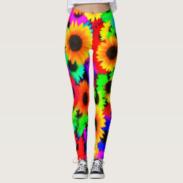 Neon Sunblommor 1960's Hippy Leggings
