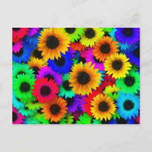 Neon Sunblommor Vykort