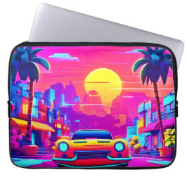 Neon Sunset City Drive Laptop Fodral