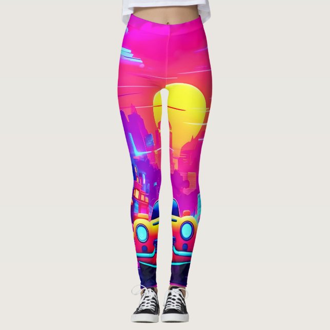 Neon Sunset City Drive Leggings (Framsida)