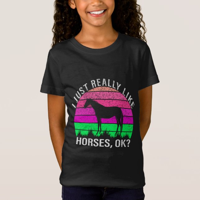 Neon Sunset I Verkligen like Horses T Shirt (Framsida)