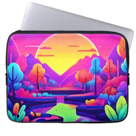 Neon Sunset liggande Laptop Fodral