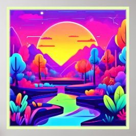 Neon Sunset liggande Poster