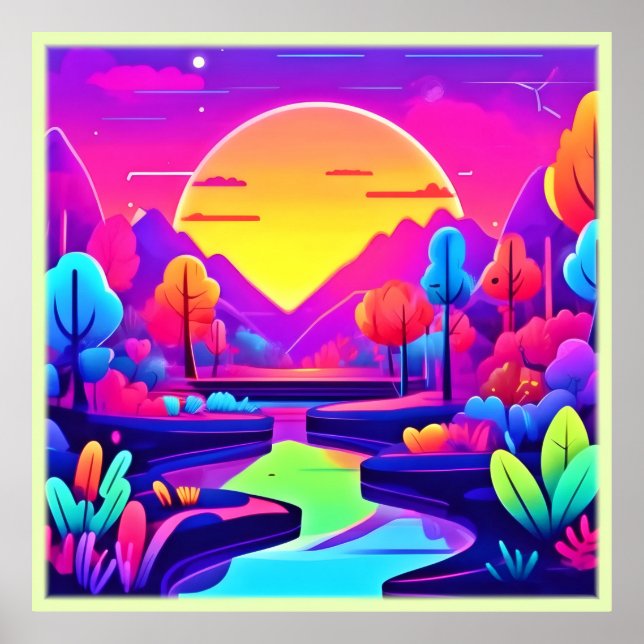 Neon Sunset liggande Poster (Framsidan)