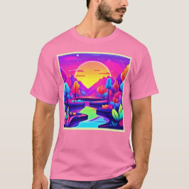 Neon Sunset liggande T Shirt