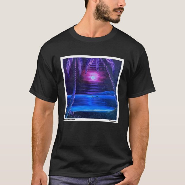 Neon Sunset on Beach Nature Landscape Summer T Shirt (Framsida)