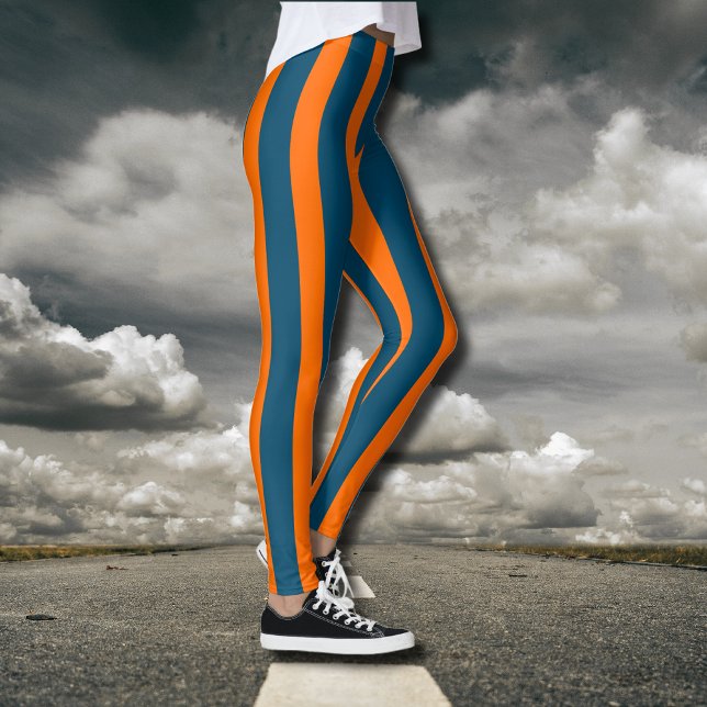 Neon Sunset Orange och Ocean Blue Coola Stripe Leggings (Skapare uppladdad)