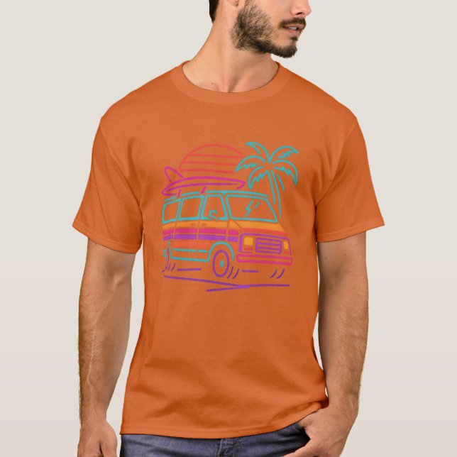 Neon Surf Van Solnedgång tjej T Shirt (Framsida)