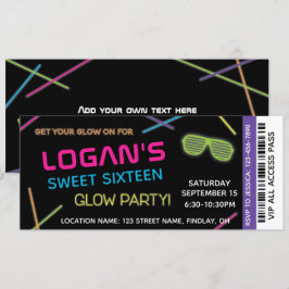 Neon Sweet 16 Birthday Glow Party Inbjudningar