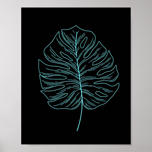 Neon Swiss Cheese Plant Löv Poster (Framsidan)