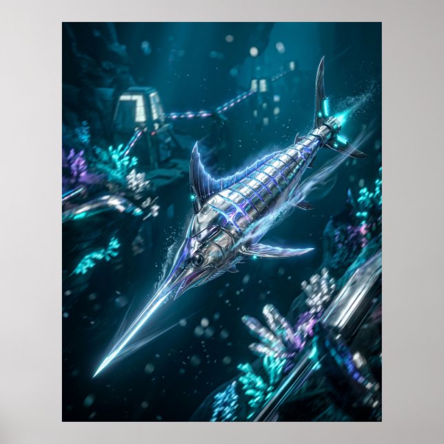Neon Swordfish Velocity Current Poster (Framsidan)