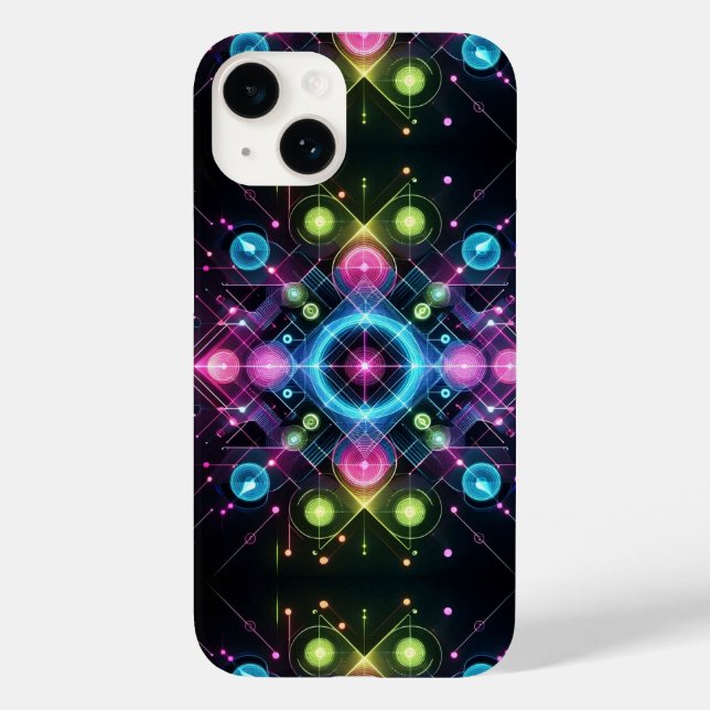 Neon Symmetry – Futuristic Geometric Glow Phone Ca (Baksida)