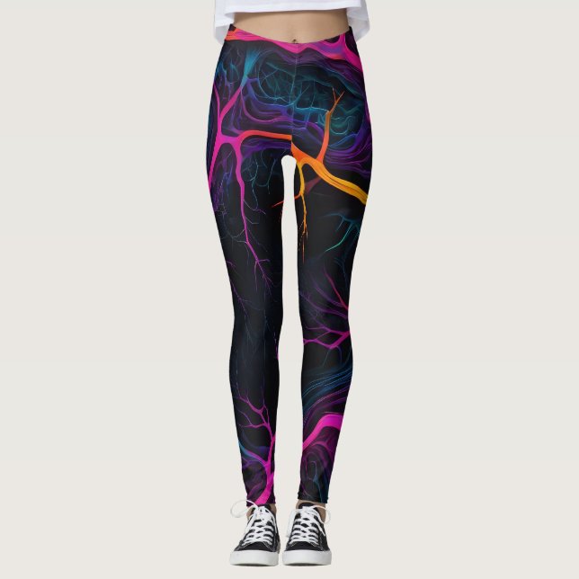 Neon Synapse - Neuro-inspirerade Abstrakt Leggings (Framsida)