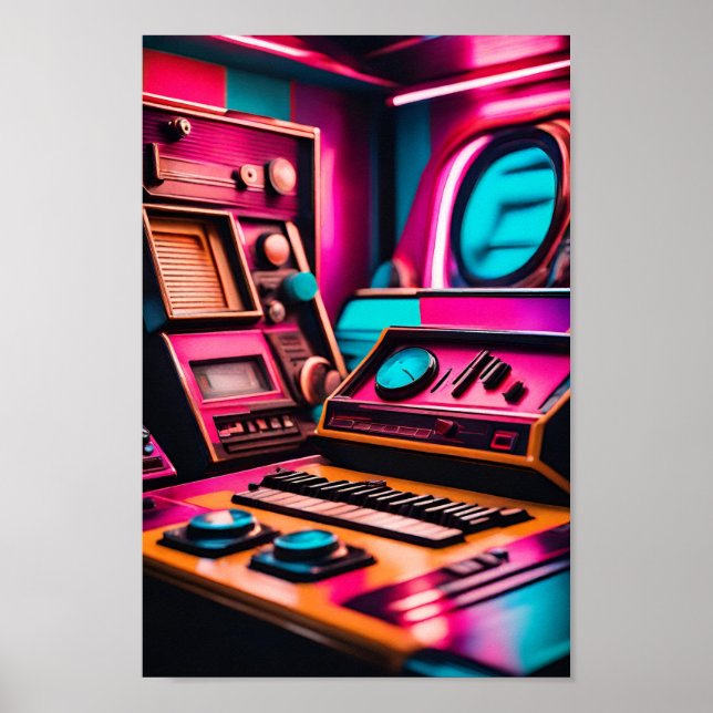 Neon Synthwave Galaxy Poster (Framsidan)