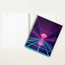 Neon Synthwave Grid Skrivbordsmatta - Retro 80-tal