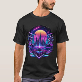 Neon Synthwave Retro Futuristisk Stadskonst T Shirt