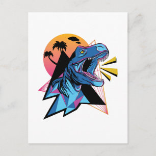 Neon T-Rex Dinosaur-grafik Tonåring Trendiget Cool Vykort