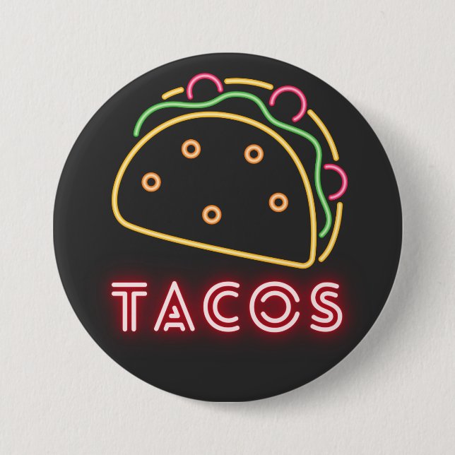 Neon Tacos-symbol och textknapp Knapp (Framsida)