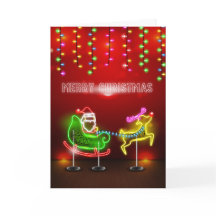 Neon tänder Santa och Rudolph jul