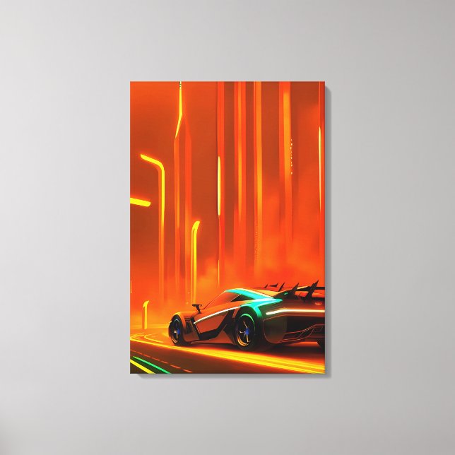 Neon Tävling Natt 3000 - Ken Gage Art Canvastryck (Framsida)